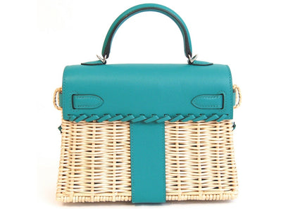 Hermes Kelly Picnic Swift Wicker 20 Green