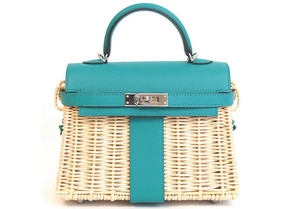 Hermes Kelly Picnic Swift Wicker 20 Green