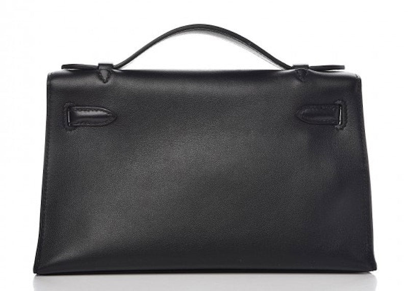 Hermes Kelly Pochette Swift Gold-tone Noir
