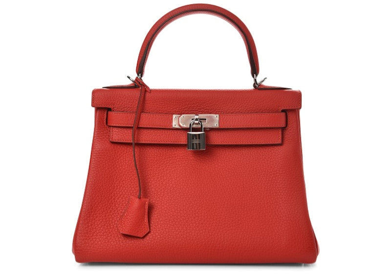 Hermes Kelly Retourne Clemence 28 Rouge Tomate