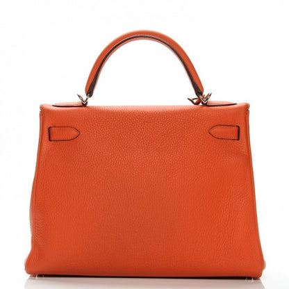 Hermes Kelly Retourne Taurillon Clemence 32 Feu
