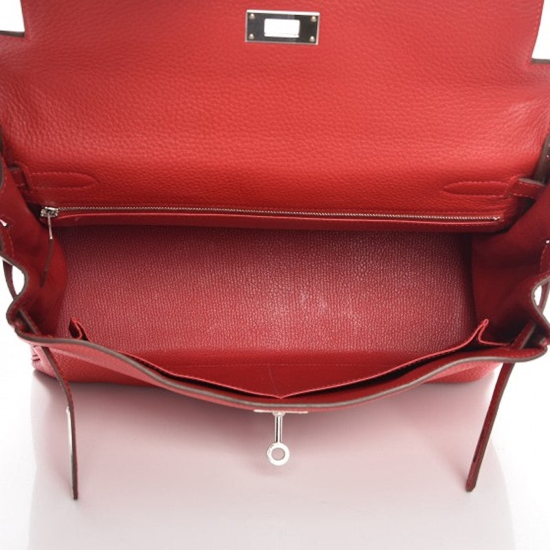 Hermes Kelly Retourne Taurillon Clemence 32 Rouge Casaque