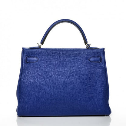 Hermes Kelly Retourne Togo Palladium 32 Bleu Electrique