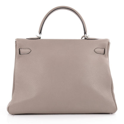 Hermes Kelly Taurillon Clemence 35 Gris Tourterelle