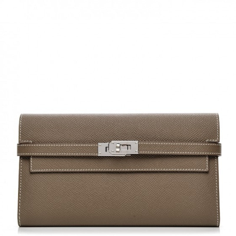 Hermes Kelly Classic Wallet Epsom Etoupe