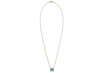 Hermes Mini Pop H Pendant Gold-tone Bleu Jean