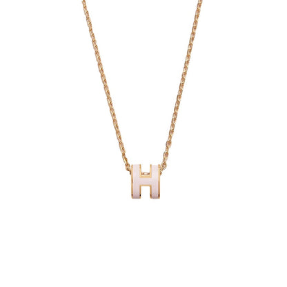 Hermes Mini Pop H Pendant Gold-tone Rose Dragee