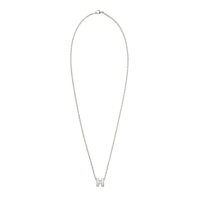 Hermes Mini Pop H Pendant Palladium-tone Blanc