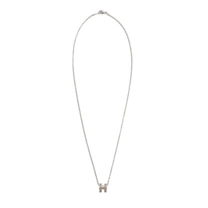Hermes Mini Pop H Pendant Palladium-tone Marron Glace