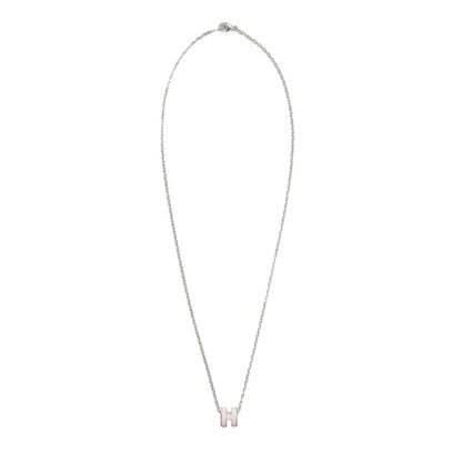 Hermes Mini Pop H Pendant Palladium-tone Rose Dragee