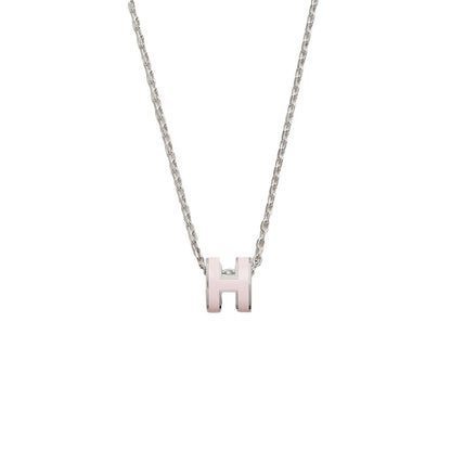 Hermes Mini Pop H Pendant Palladium-tone Rose Dragee