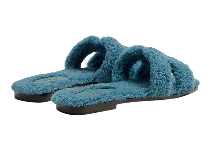Hermes Oran Sandal Blue Woolskin