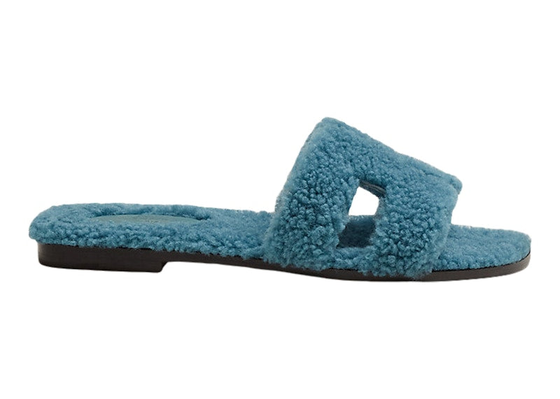 Hermes Oran Sandal Blue Woolskin
