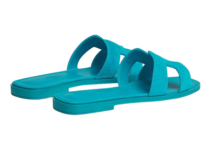 Hermes Oran Sandal Bright Blue Suede Goatskin