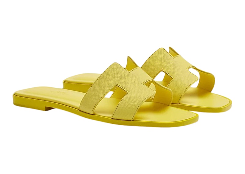 Hermes Oran Sandal Jaune Curcuma Epsom Calfskin Leather