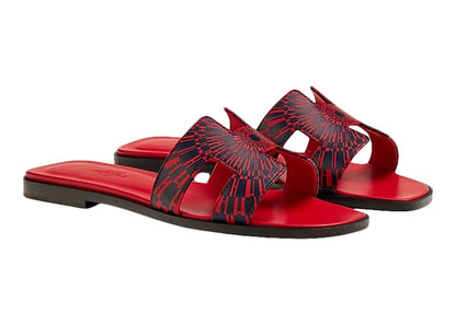 Hermes Oran Sandal Marine Rouge Maison Calfskin Leather