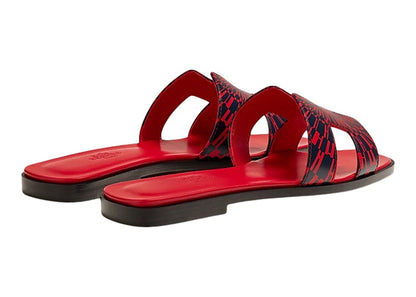 Hermes Oran Sandal Marine Rouge Maison Calfskin Leather