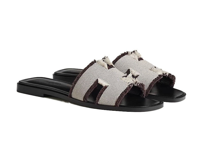 Hermes Oran Sandal Prunoir Canvas