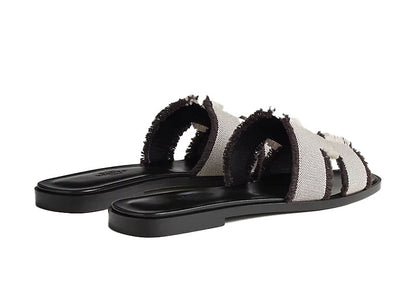 Hermes Oran Sandal Prunoir Canvas