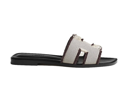 Hermes Oran Sandal Prunoir Canvas