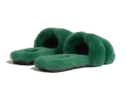 Hermes Oran Sandal Vert Anglais Sherling