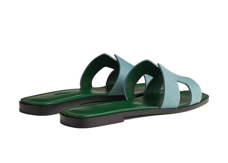 Hermes Oran Sandal Vert D'eau Suede Goatskin