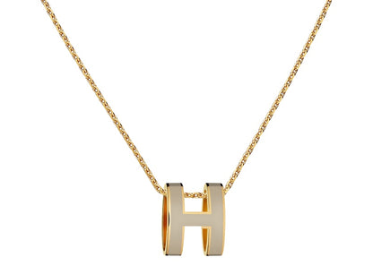 Hermes Mini Pop H Pendant Gold-tone Marron Glace