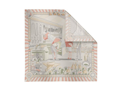 Hermes Pony Pit Stop Double Face Scarf Rose Poudre/Gris/Blanc