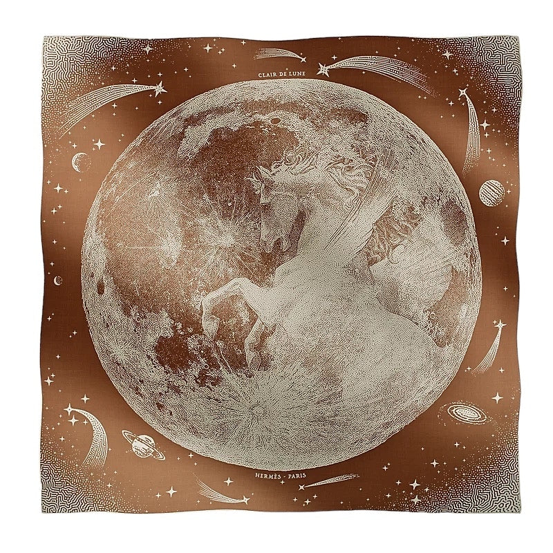 Hermes Clair de Lune Shawl Camel/Blanc