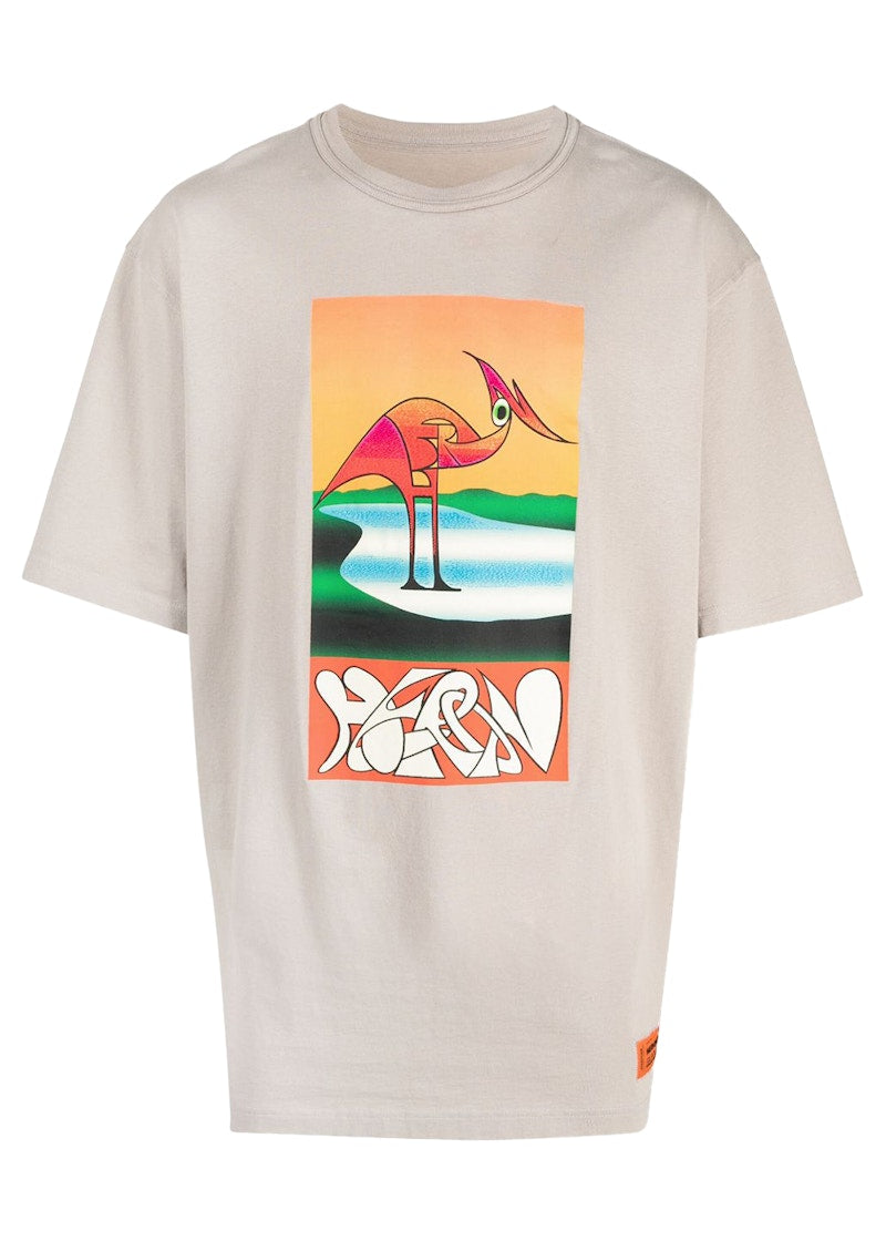 Heron Preston Abstract Heron Print T-Shirt Grey/Orange
