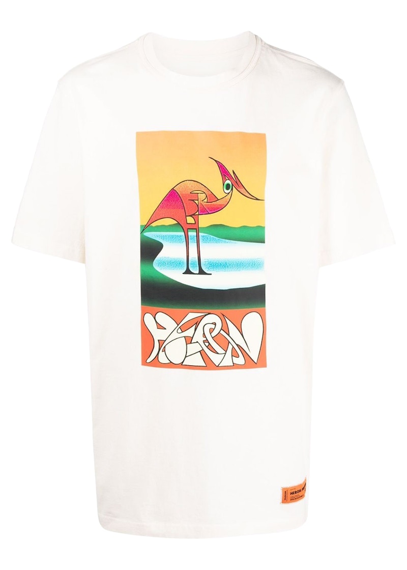 Heron Preston Abstract Heron Print T-Shirt White/Orange
