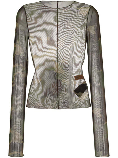 Heron Preston Camo Mesh LS Top Camo Green