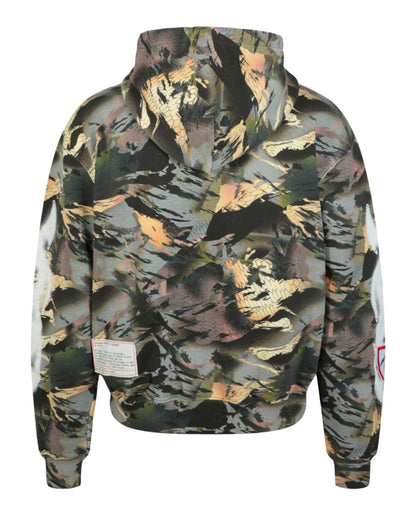 Heron Preston Camouflage Flaming Sleeve Hoodie Green