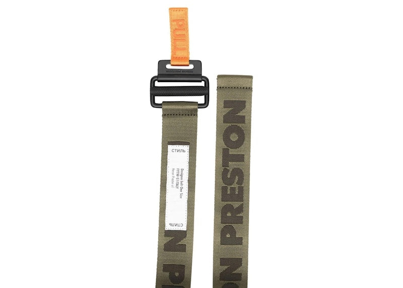 Heron Preston Classic Buckle HP Tape Belt Military Green/Black