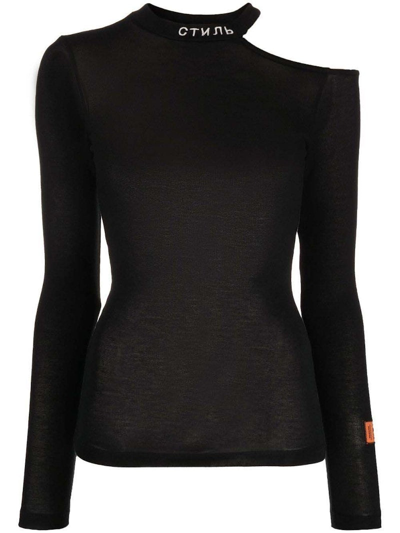 Heron Preston Cut Shoulder Ctnmb Crewneck Black/White