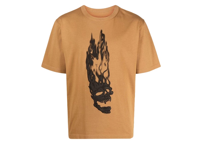 Heron Preston Flaming Skulls Tee T-Shirt Tobacco Brown/Black