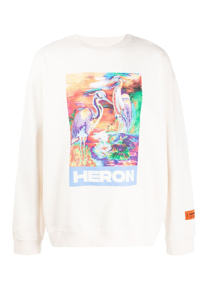 Heron Preston Heron Watercolor Print Crewneck Sweatshirt White
