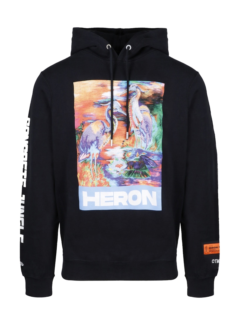 Heron Preston Heron Watercolor Print Hooded Sweatshirt Black