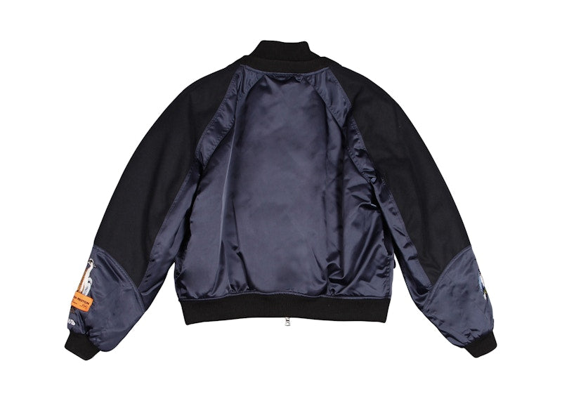 Heron Preston Herons 2 Fabrics Bomber Jacket Dark Blue