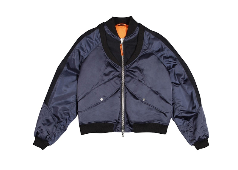 Heron Preston Herons 2 Fabrics Bomber Jacket Dark Blue