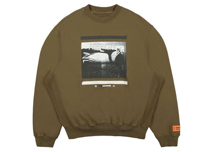 Heron Preston Misprinted Heron Crewneck Dark Olive/Black