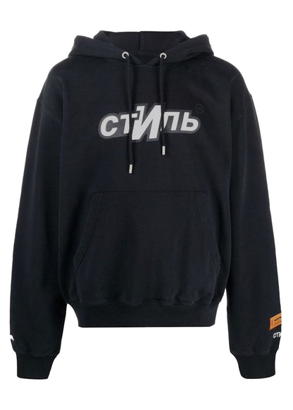Heron Preston Style Graphic Hoodie Black