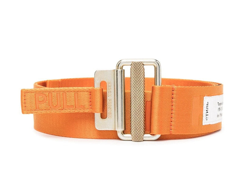 Heron Preston Tape Logo Belt Orange Gold-tone