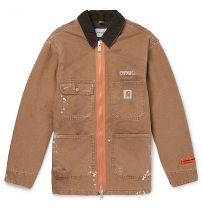 Heron Preston x Carhartt Oversized Corduroy Collar Canvas Work Jacket Tan