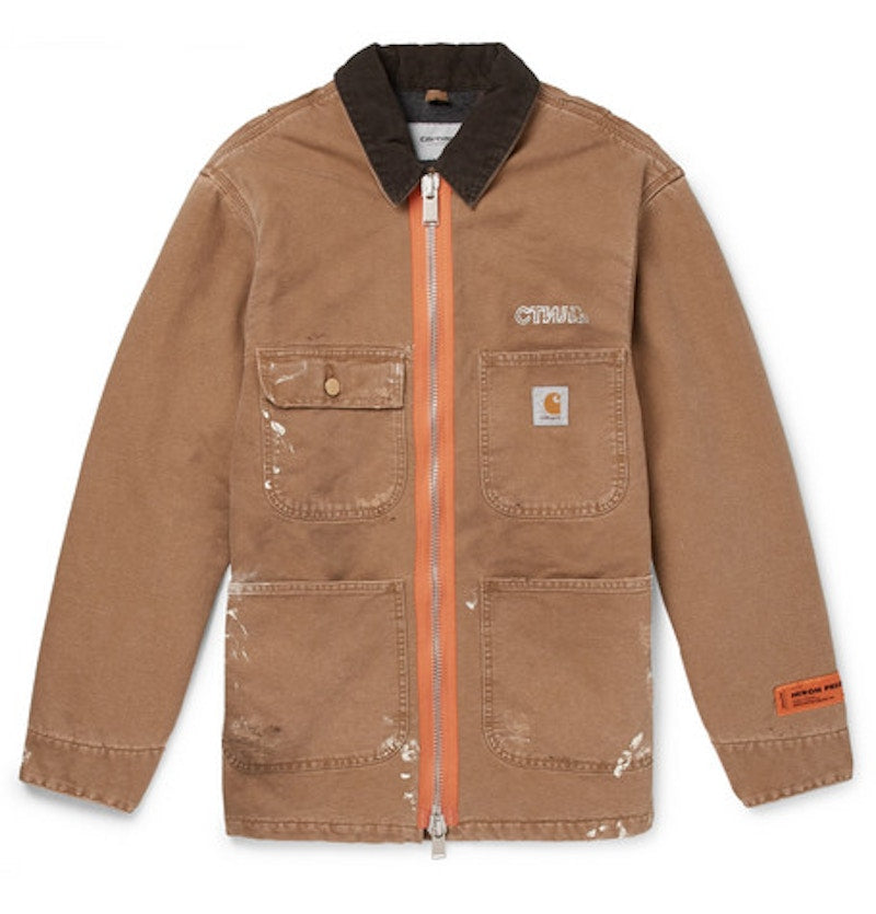 Heron Preston x Carhartt Oversized Corduroy Collar Canvas Work Jacket Tan