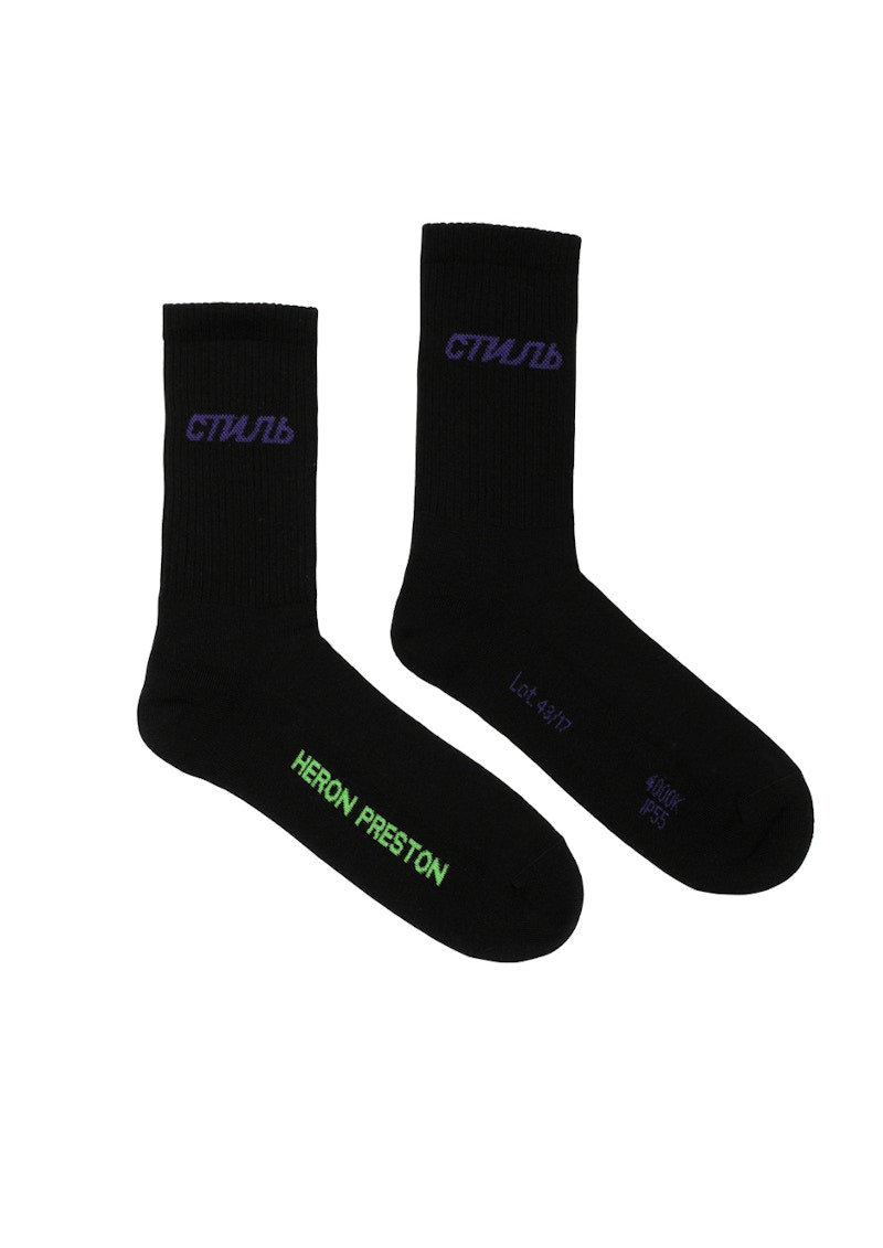 Heron Preston x Mr. Porter CTNMB Logo Socks (SS19) Black/Purple