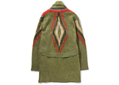 Hidden NY x Needles Mohair Shawl Cardigan Green Native Pattern