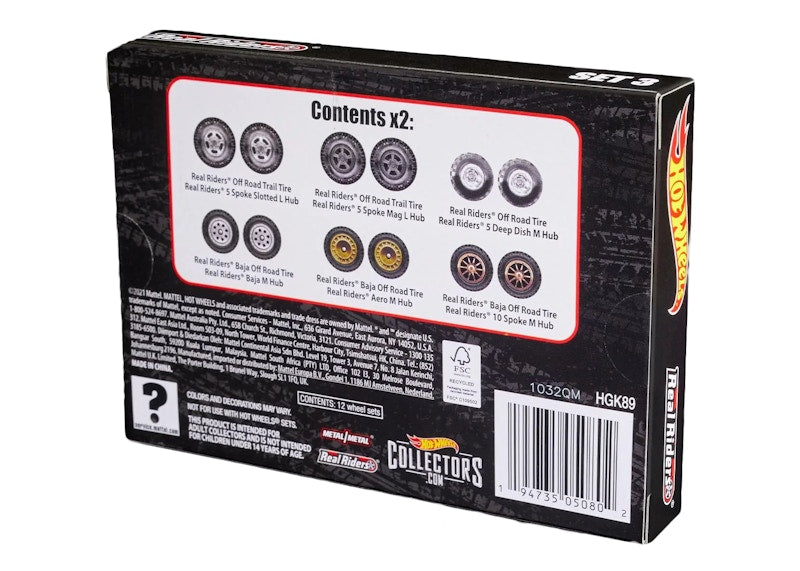 Hot Wheels RLC Exclusive Real Riders Wheels Set of 3 Pack