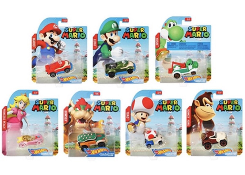 Hot Wheels Super Mario Charcter Cars Set of 7