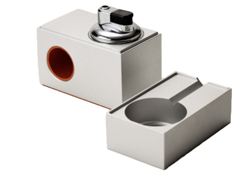 Houseplant Block Table Lighter Orange Leather